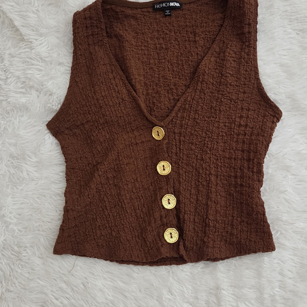 Fashion Nova Brown Textured Tank Top
